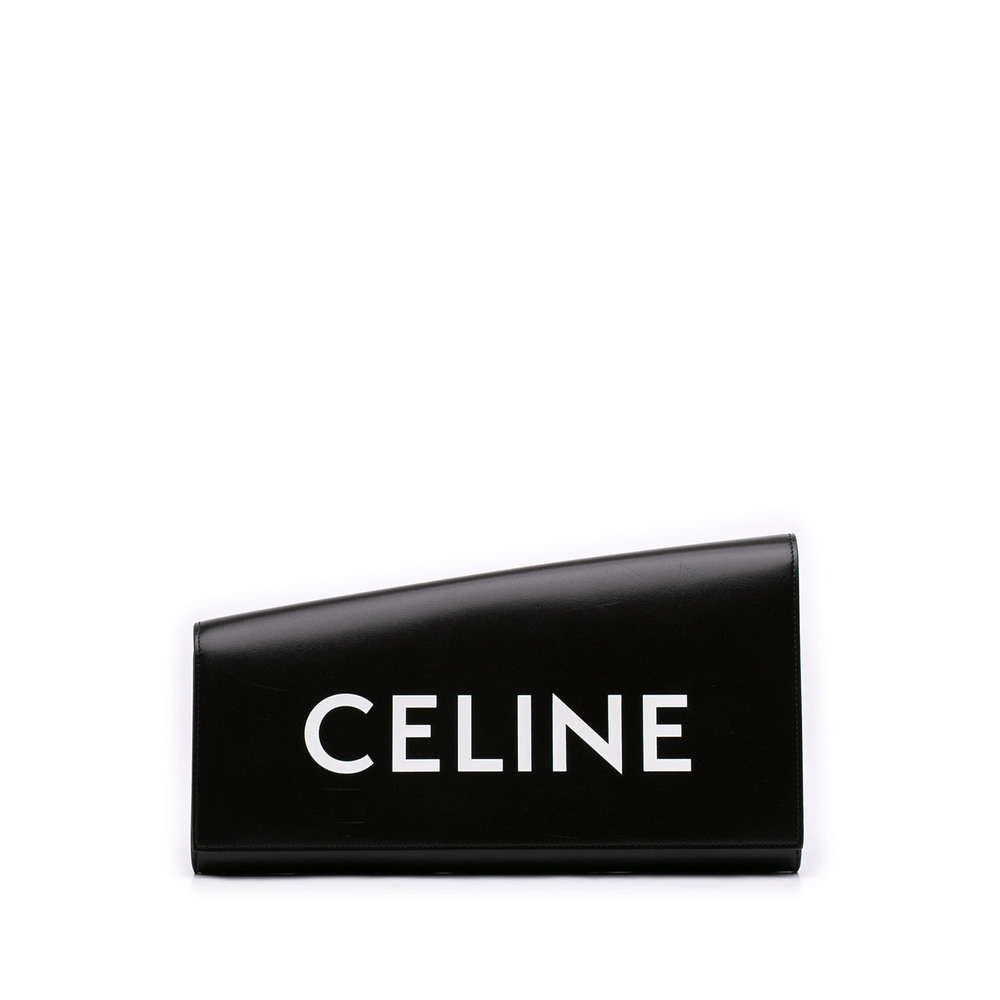 Pre-Loved Celine Leather Asymmetric Logo Clutch